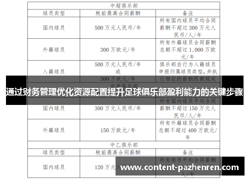通过财务管理优化资源配置提升足球俱乐部盈利能力的关键步骤 通过财务管理优化资源配置提升足球俱乐部盈利能力的关键步骤
